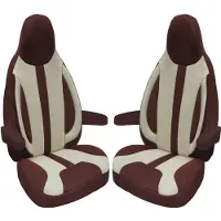 BREMER SITZBEZÜGE Premium Camper stoelhoezen voor Carado WPL412 in Bruin/Beige (2 losse stoelen)