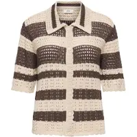 JDY Gebreid vest 'JDYRobin' crème / donkerbruin