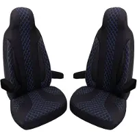 BREMER SITZBEZÜGE Premium Camper stoelhoezen voor Bürstner WPL406 in Zwart/Blauw (2 losse stoelen)