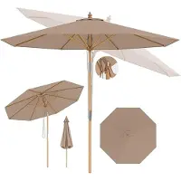 KOMFOTTEU Parasol - kantelbaar - bamboe paraplustok - 270 cm - tuinparasol - stokparasol - strandparasol - voor tuin, strand, balkon