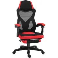 Vinsetto Ergonomische kantoorstoel gamestoel draaistoel met voetsteunen polyester zwart 921-233