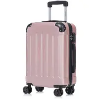 YONSLY Handbagage Koffer - 66cm - 66 L - TSA Slot - 360° Draaibare Wielen - Trolley - Roségoud