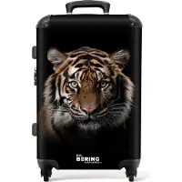 NoBoringSuitcases.com - Koffer groot - Rolkoffer lichtgewicht - Tijger portret met zwarte achtergrond - Reiskoffer met 4 wielen - Grote trolley XL - 20 kg bagage