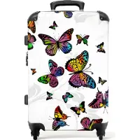 NoBoringSuitcases.com - Kindertrolley meisjes met vlinders - Trolley koffer kinderen - 20 kg bagage