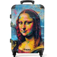 NoBoringSuitcases.com - Koffer groot - Rolkoffer lichtgewicht - Kleurrijke Mona Lisa in graffiti stijl - Reiskoffer met 4 wielen - Grote trolley XL - 20 kg bagage