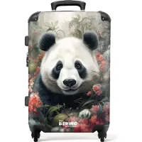 NoBoringSuitcases.com - Koffer groot - Rolkoffer lichtgewicht - Pandabeer te midden van de kleurrijke natuur - Reiskoffer met 4 wielen - Grote trolley XL - 20 kg bagage