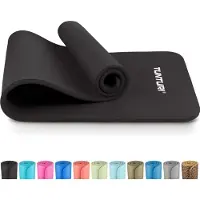 Tunturi NBR Yogamat Anti Slip - Fitnessmat Extra dik & zacht - Sportmat - 180x60x1.5cm - Incl Trainingsapp - Zwart