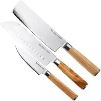 Eden Küchenmesser Sugoi Olive 3-delige messenset santoku, nakiri en officemes
