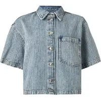 HUGO Blouse 'Gesila_1' blauw denim / wit
