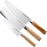 Couteaux de cuisine Eden Sugoi Olive 3-delige messenset koksmes, nakiri en universeelmes