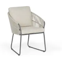 Suns Noli dining tuinstoel aluminium/koord kameel zand met zit- en rugkussen 2 stuks
