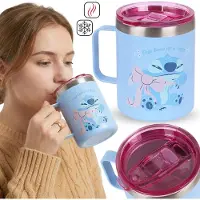 Sarcia.eu DISNEY Stitch Thermische beker met handvat, voor koffie, roestvrijstalen reisbeker, lekvrij 400 ml