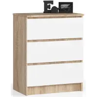 Akord Ladekast K60 met 3 Lades / Furniture Factory / Sonoma Eik - Wit / 60 x 77 x 40 cm