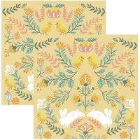 Duni Paas thema servetten Ornament Easter - 40x - geel - 33 x 33 cm - feestservetten - Paasontbijt tafeldecoratie servetjes