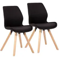 CLP Essstoel set van 2, bekleed met stof Luna, moderne gestoffeerde stoel met rugleuning, kleur zwart. Materiaal: stof