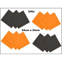 Wefiesta 240x Servetten zwart en oranje 24cm x 24cm - 3 laags - Cocktail servet diner eten knoeien restaurant BBQ thema feest verjaardag feest WK