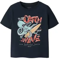Name it MINI T-shirt donkerblauw Jongens Stretchkatoen Ronde hals Printopdruk - maat 104