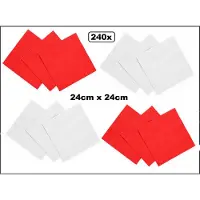 Wefiesta 240x Servetten rood en wit 24cm x 24cm - 3 laags - Cocktail servet diner eten knoeien restaurant BBQ thema feest verjaardag feest WK