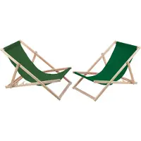 Woodok ligstoelen / strandstoel - 2 comfortabele houten ligstoelen - ideaal voor het strand, balkon en terras - groen