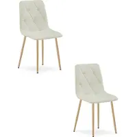Leobert LIBRA Eetkamerstoelen – Set van 2 – Beige Stof – Houten Poten – Comfortabele Gestoffeerde Zitting – Modern Design – Voor Woonkamer, Keuken en Eetkamer – Max. 110 kg per Stoel