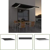 The Living Store Buitenuit - Automatische Luifel - Luifel automatisch met LED en windsensor 400x300 cm antraciet - Terrasoverkapping - Zonwering - Aluminium Luifel