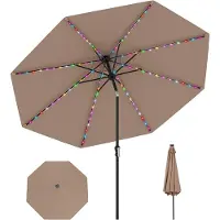 KOMFOTTEU Parasol 288 cm - met 96 ledlampen en 9 modi - stokparasol - aan beide 35° knikbaar - tuinparasol - voor tuin, strand, balkon
