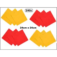 Wefiesta 240x Servetten rood en geel 24cm x 24cm - 3 laags - Cocktail servet diner eten knoeien restaurant BBQ thema feest verjaardag feest WK