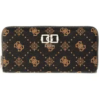 GUESS portemonnee Emelie Logo SLG Zip Around Wallet Espresso Logo donkerbruin
