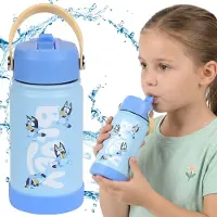 Sarcia.eu BLUEY Stalen waterfles met tuit en handvat, voor meisjes 350ml