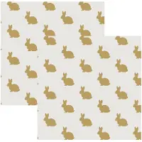 Duni Paas thema servetten Golden Bunny - 40x - Pasen print - 24 x 24 cm - feestservetten - Paasontbijt tafeldecoratie servetjes