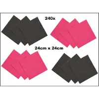 Wefiesta 240x Servetten zwart en pink 24cm x 24cm - 3 laags - Cocktail servet diner eten knoeien restaurant BBQ thema feest verjaardag feest WK