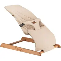 Babygo Skippy - Wipstoel - Houten Baby Bouncer- Schommelstoel voor baby's - Beige