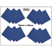 Wefiesta 240x Servetten blauw 24cm x 24cm - 3 laags - Cocktail servet diner eten knoeien restaurant BBQ thema feest verjaardag feest WK