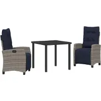 vidaXL Tuin Eettafel Set 3 st Grijs poly rattan