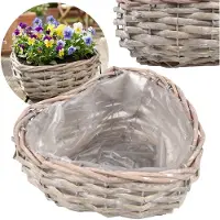 Sarcia.eu Kleine, rieten hoes met folie in de vorm van een hart, bloempot, gevlochten mandje 17x19x8 cm