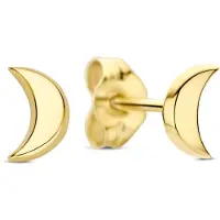 New Bling 9NBG-1054 – Gouden Oorbellen Dames – Oorknopjes Halve Maan – 14K Goud – 5 mm – Cadeau voor Vrouwen