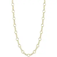 MORI Gold Filté 7,3mm breed collier, Ronde schakels met drie 3,7mm breed collier, Ovale t'ogen, goud gevuld 1/20