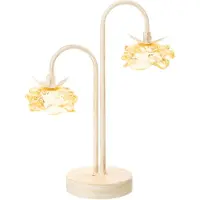 J-Line lamp Bloem - ijzer/glas - geel/wit - large - LED lichtjes