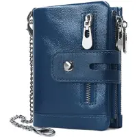 LONGZIMING -Portemonnee - Runderleer - 12 Kaartvakken - Voor Werk En Reizen - Compact & Compleet - blauw - 1 Stuk