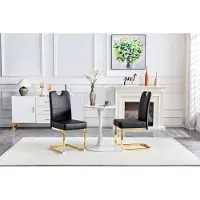 OKWISH Eetkamerstoel – Ergonomisch Design – Set Van 2 – PU – Modern – Zwart – Voor Eetkamer, Werkkamer En Kantoor