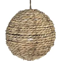 Viana Bollen stro decoratie om op te hangen grijs gewassen Ø20cm 2st, 2 Stüc