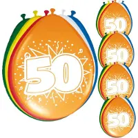 Folat 50e Verjaardag - leeftijd ballonnen - setje van 40x stuks - multi kleuren - 50 cm - versiering - feestartikelen