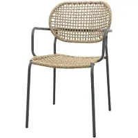 Van der Garde Tuinmeubelen Noa stapelbare naturel wicker dining tuinstoel - Antraciet