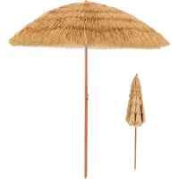 KOMFOTTEU hawaiiaanse parasol voor strand - knikbaar - 175 cm - Tiki marktparasol - stroparasol van PP - Strandparasol - voor tuin, balkon