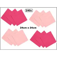 Wefiesta 240x Servetten licht roze en pink 24cm x 24cm - 3 laags - Cocktail servet diner eten knoeien restaurant BBQ thema feest verjaardag feest WK