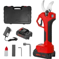 Traumheim Batterij snoeien elektrische tuinschaar, 0-40 mm snijdiameter, progressief digitaal display, met 2 batterij, 21V tree schaar, rood