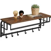 Mazazu MIRA Home - Wandkapstok - Kapstok - Bruin - Zwart - Spaanplaat - Staal - 30x88x27