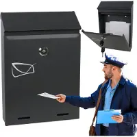 Sarcia.eu Anthracite letterbus op brieven + 2 sleutels, UV-bestendig 26x18,5x5,5 cm