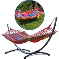 Potenza Hangmat met Standaard en Spreidstok – 2 Persoons – Extra Stabiel Frame tot 220 kg – Duurzame Hangmatset – Grande Acadia