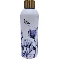 Ter Steege Waterfles - isoleerfles - Wit met blauwe tulpen en vlinder - Typisch Hollands cadeau - Nederlandsegeschenk